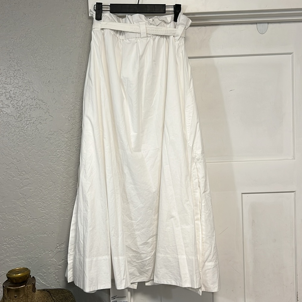 EVERLANE EASY BUTTON FRONT WHITE MIDI  SKIRT SIZE XL - Picture 6 of 16